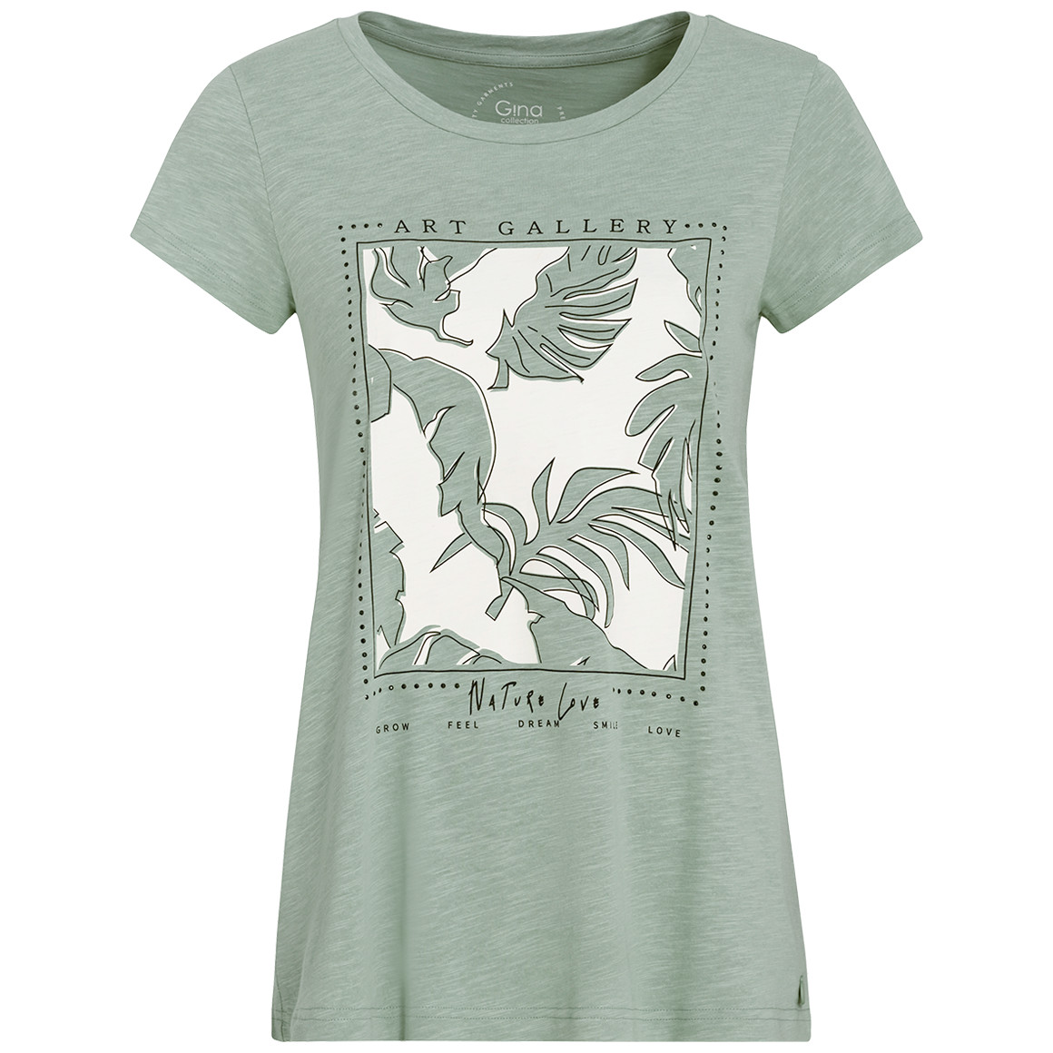 Gina Collection Damen T-Shirt mit Frontprint salbei