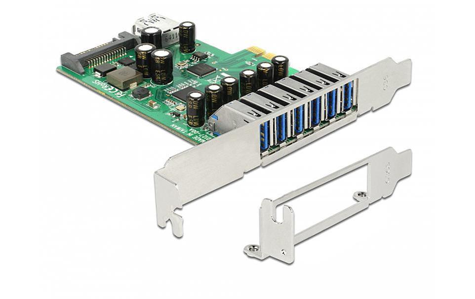 PCI-Express-Karte 89377 USB 3.0 - 6x extern + 1x internPCI Express-Karte mit 6 USB 3.0 Anschlüssen