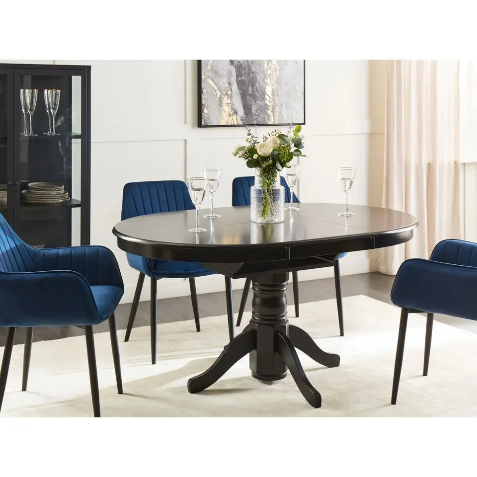 AKRON - Uitschuifbare eettafel - Zwart - 106/150 x 106 cm - MDF