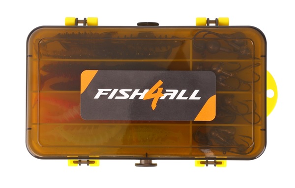 Fish4all Ribbed Softbait & Jighead Box (60 Pièces)