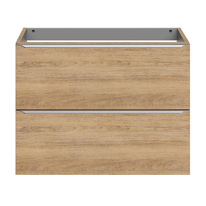 Meuble sous vasque faible profondeur à suspendre GoodHome Imandra décor chêne L. 80 x H. 60 x P. 36 cm