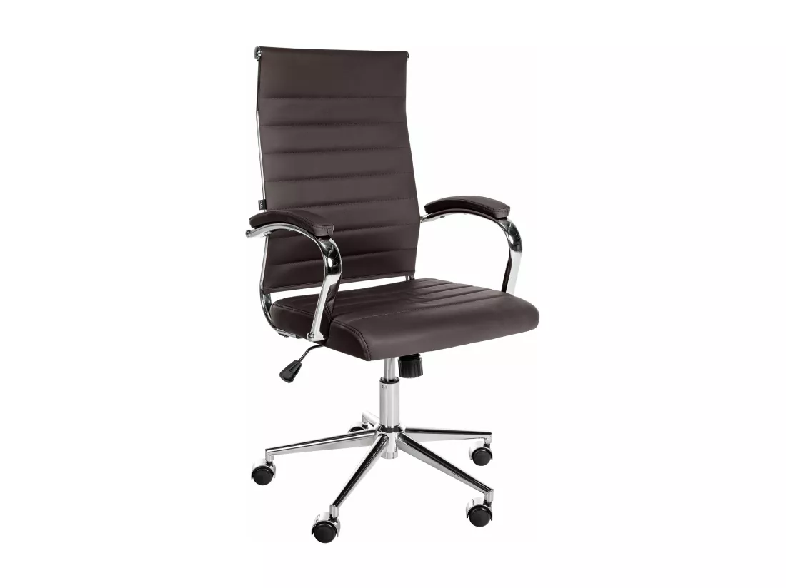 Chaise de bureau - Véritable cuir & Blanc - Café - Mollis