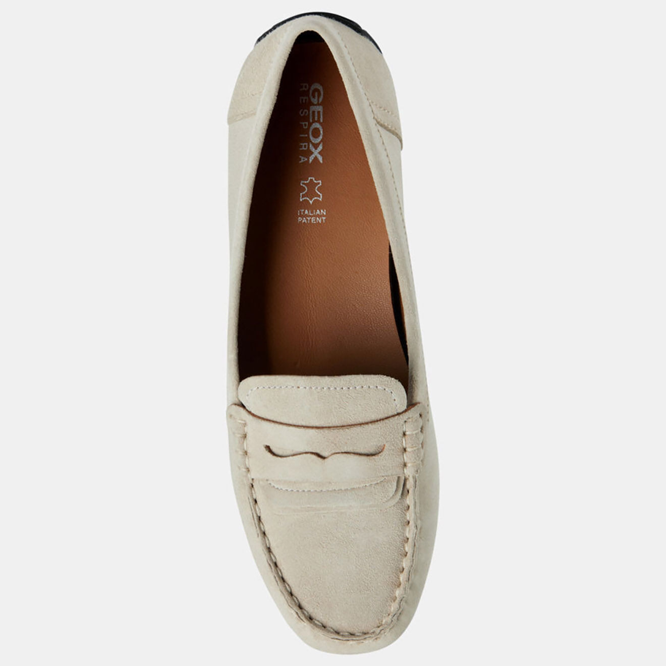 Geox Mocassins en Velours de Cuir Kosmopolis écrus