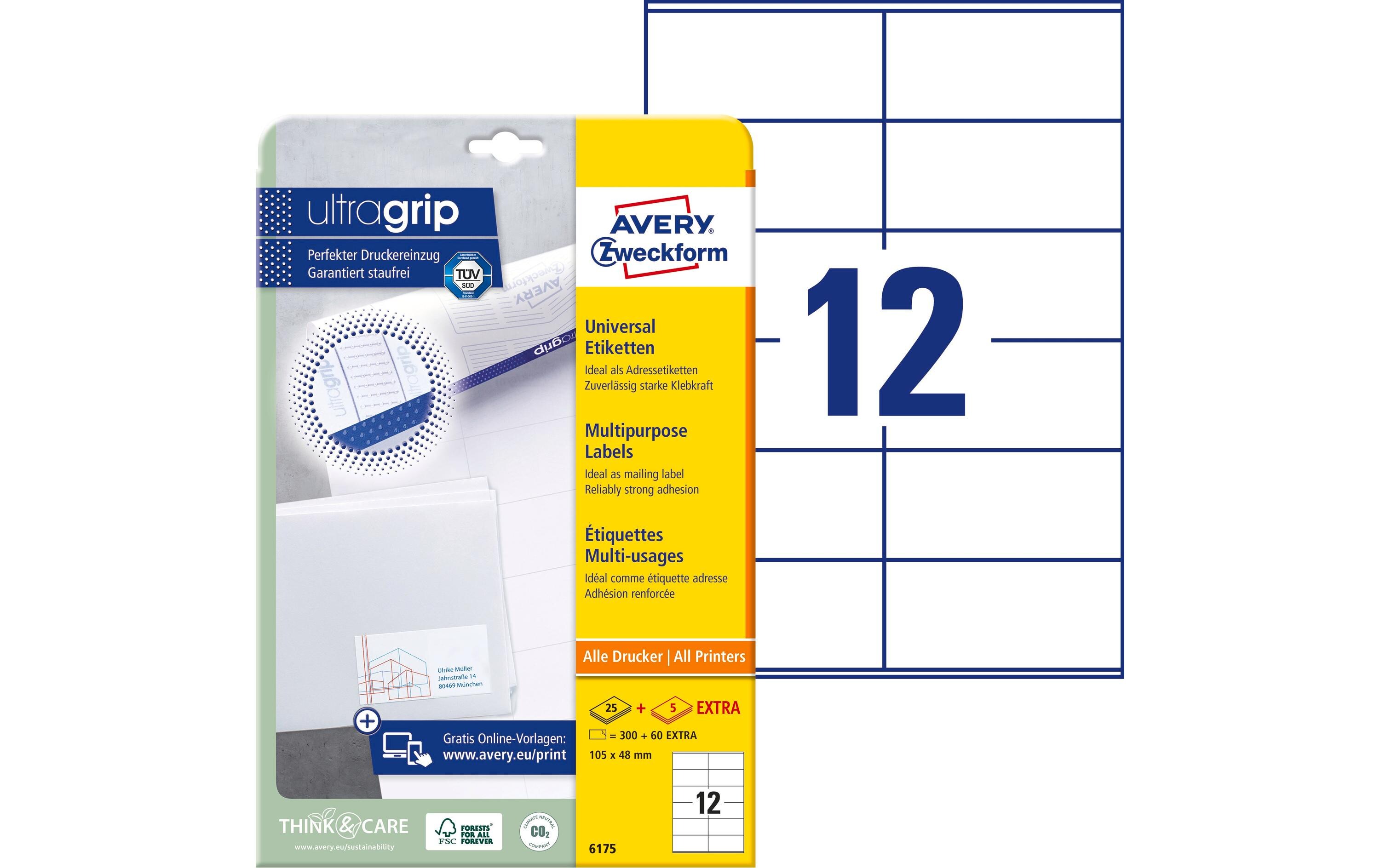 Universal-Etiketten 6175 105 x 48 mm, 30 BlattWeisse Aufkleber, permanent haftend