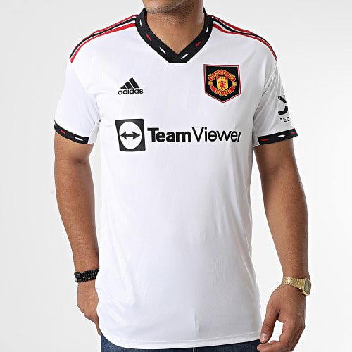 Maillot De Foot Col V Manchester United H13880 Blanc