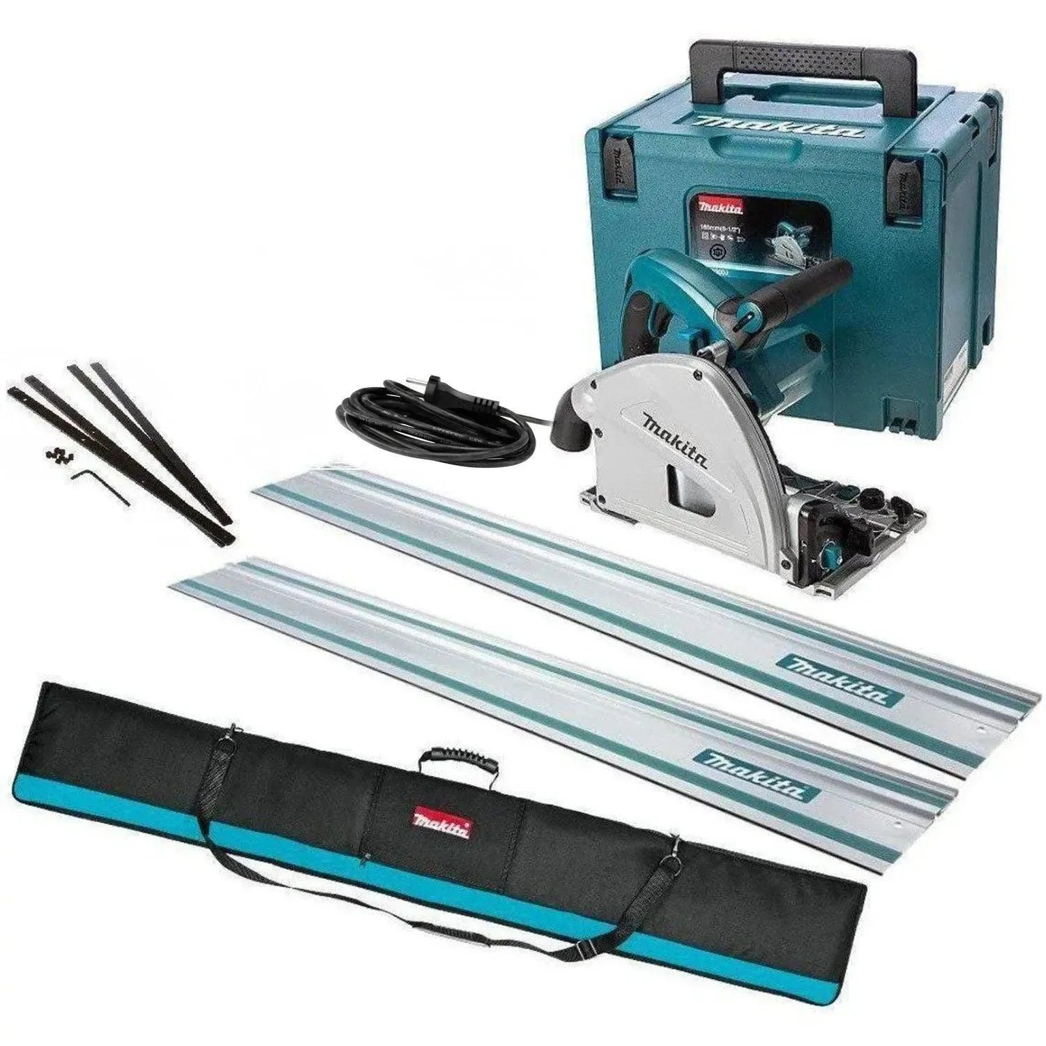 Makita SP6000J1X2 Invalcirkelzaag 230V in Mbox   2x Geleiderail 1500mm   Foudraal   Koppelstripset