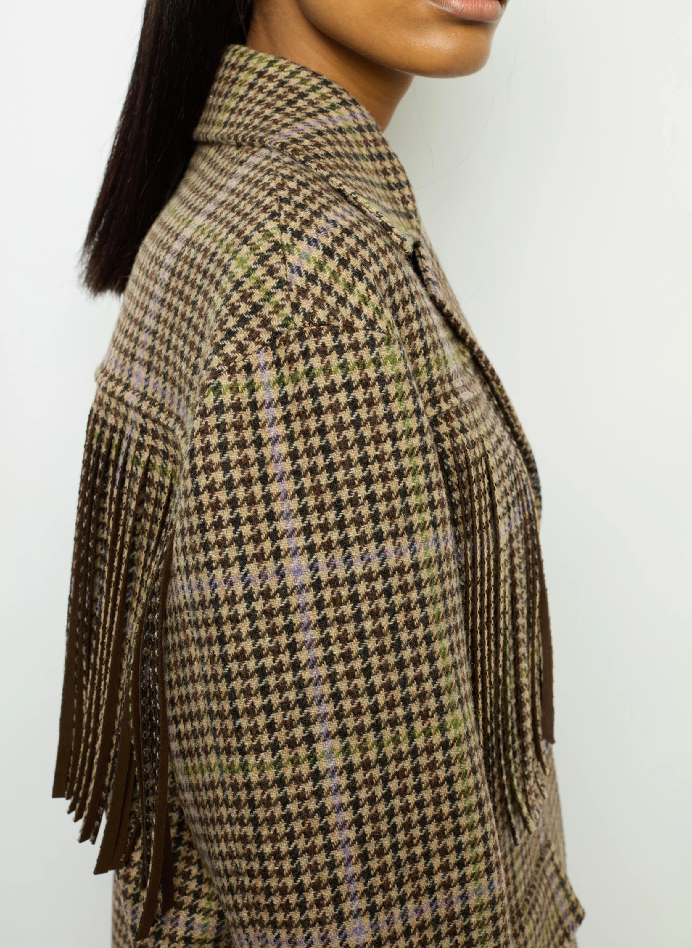 Veste de blazer ajustée en laine mélangée | Marron