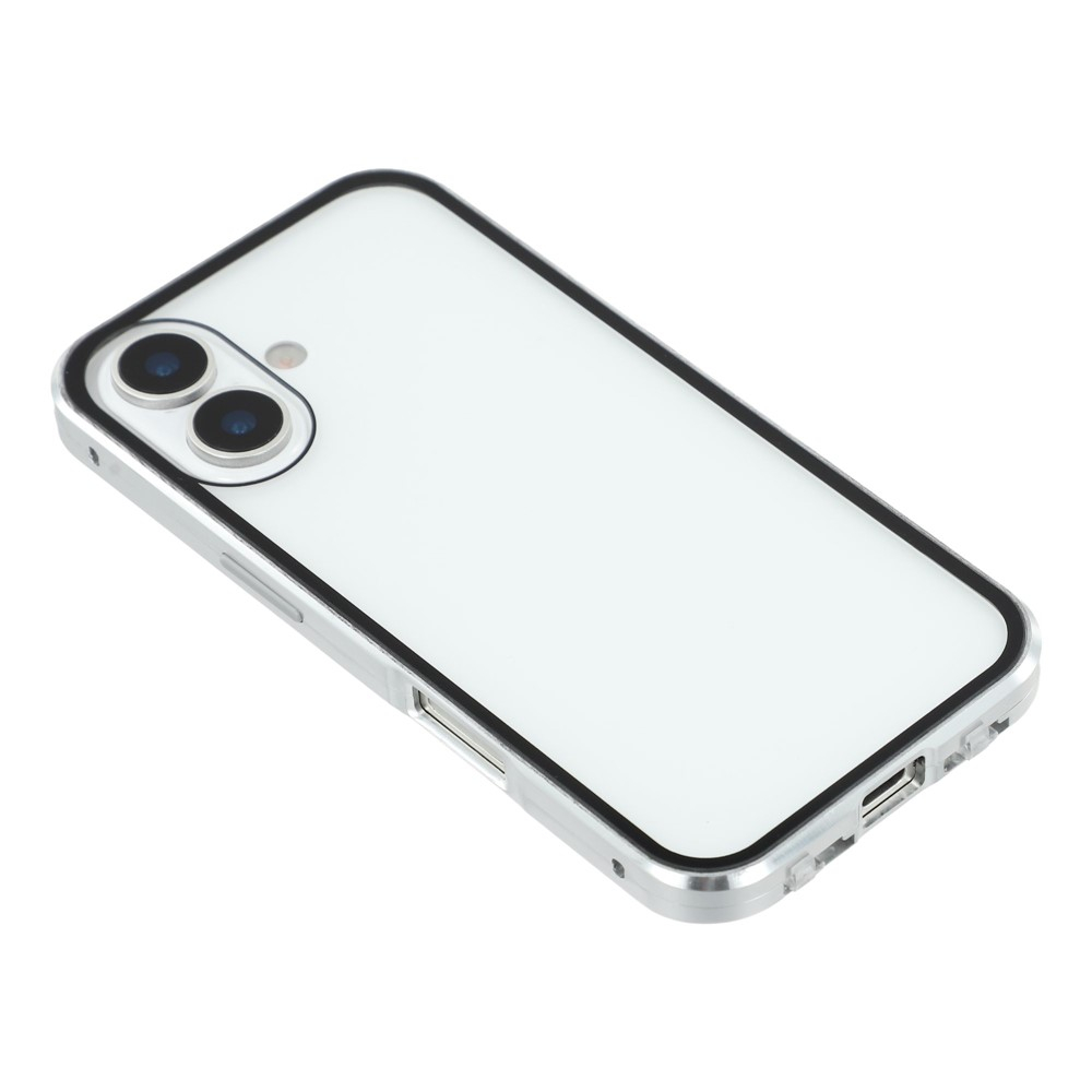 iPhone 17 Magnetische Alu Schutzhülle mit Panzer Glas Backcover   Displayschutz (Magnet-Technologie) - Silber