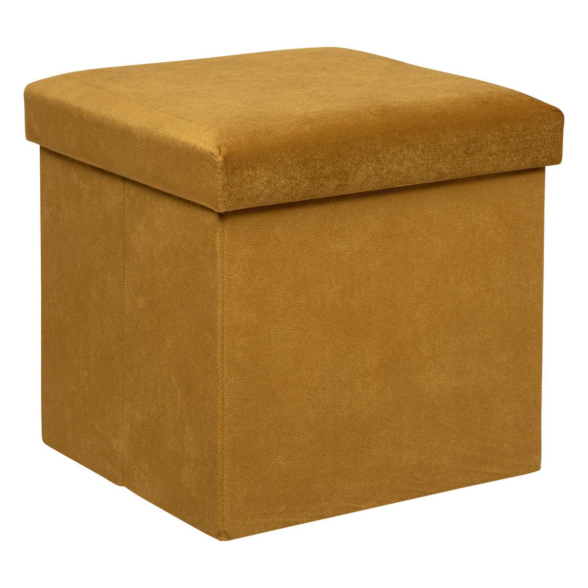 POUF PLIANT VELOURS LILOU OCRE D.38X38CM