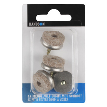 HANDSON meubelglijder viltglijder met schroef Ø20 mm nikkel 4 stuks