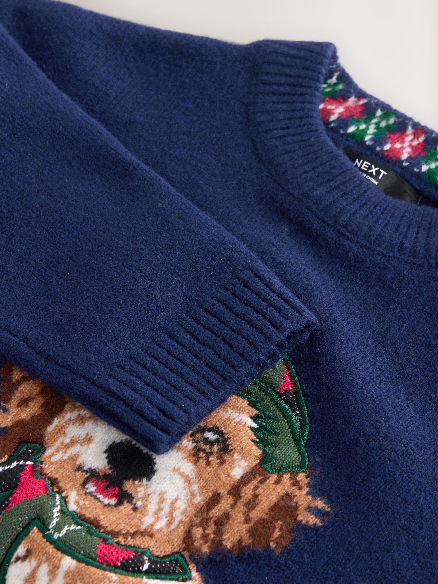 Navy Blue Dog Graphic - Matching Family Christmas Jumper (3-16yrs)