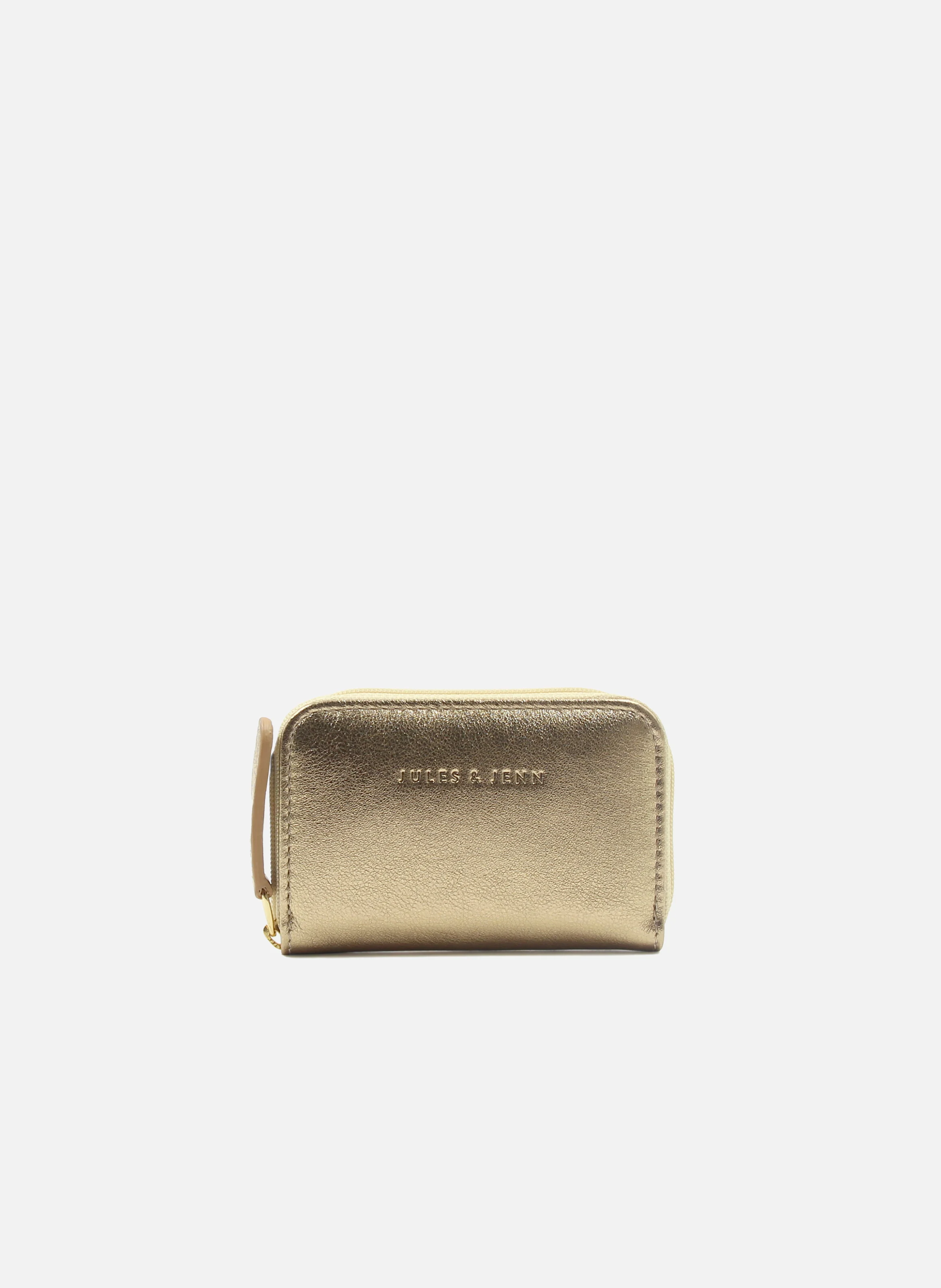 Porte-monnaie cuir métalisé | Doré