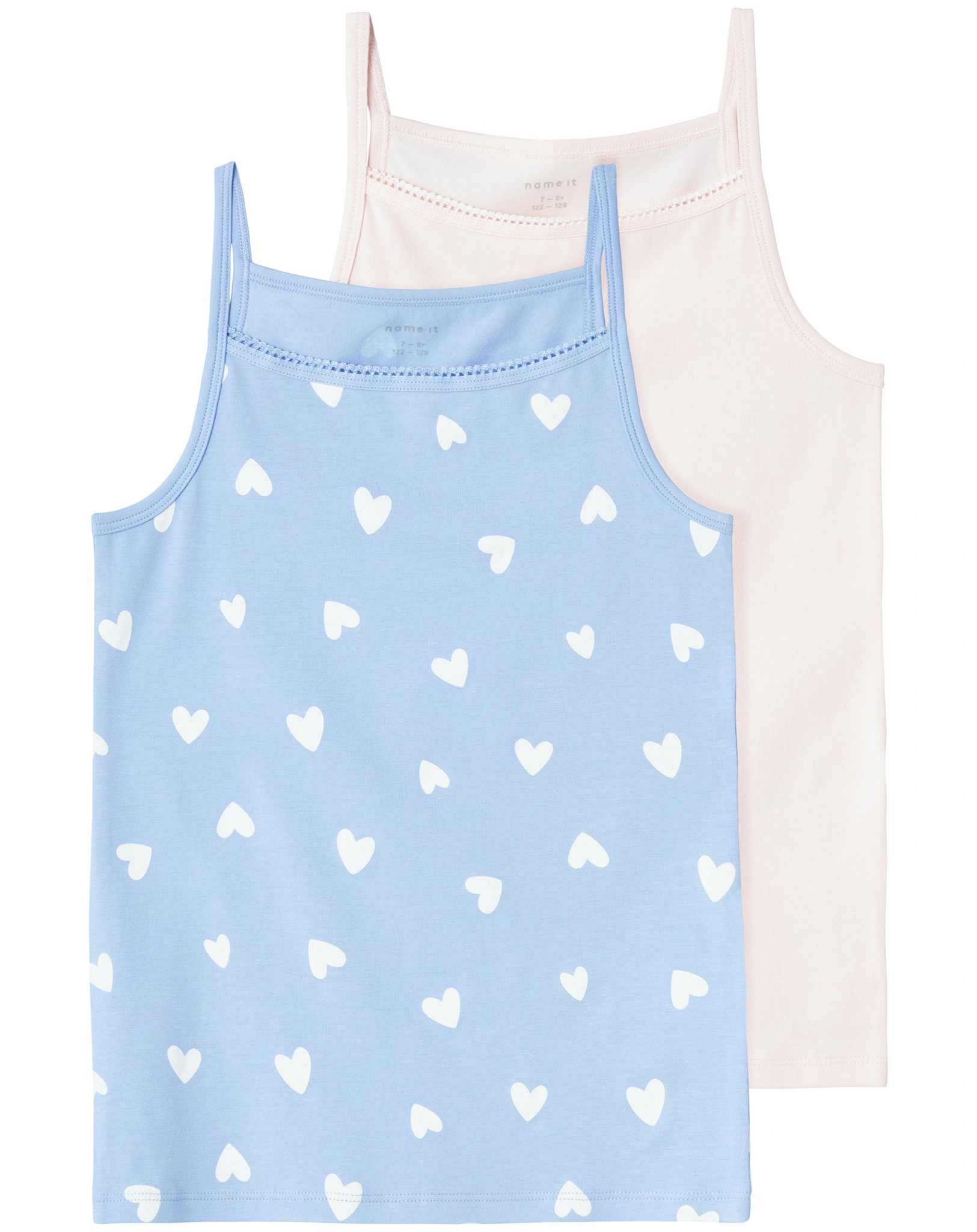 Unterhemd NKFSTRAP HEART 2er Pack in blau/rosa