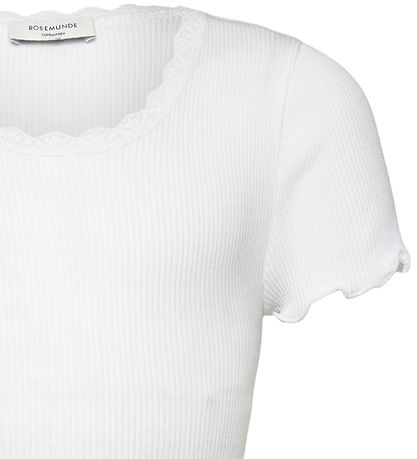 Rosemunde T-Shirt - Rib - Balta - Neu White m. Spitze