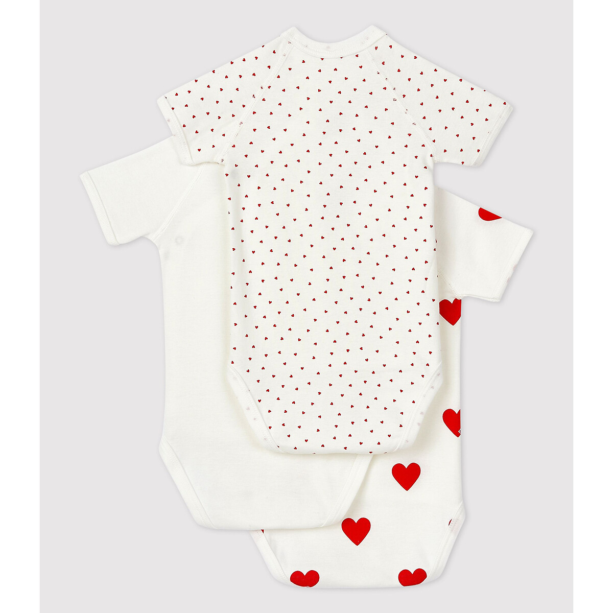 PETIT BATEAU<br>Conjunto de 3 bodies de manga curta cruzados
