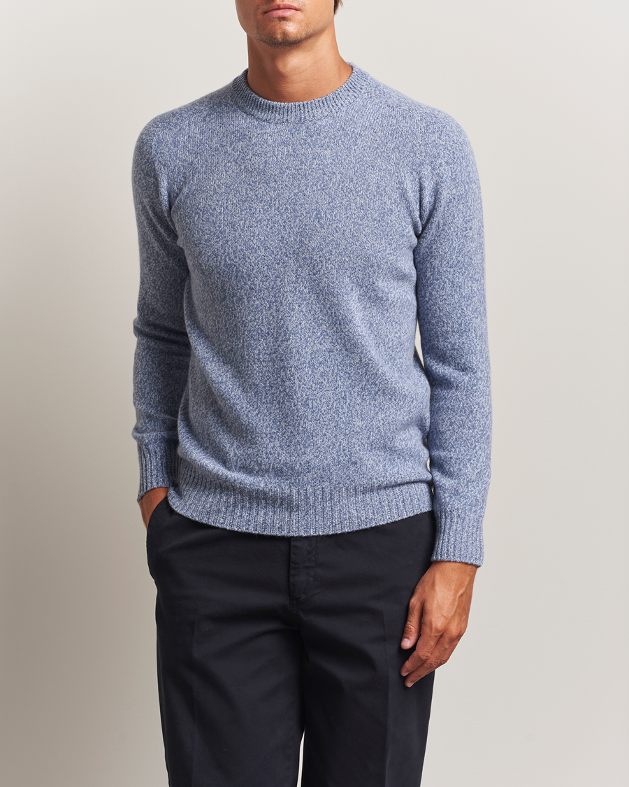 Altea Wool/Cashmere Crew Neck Sweater Light Blue Melange