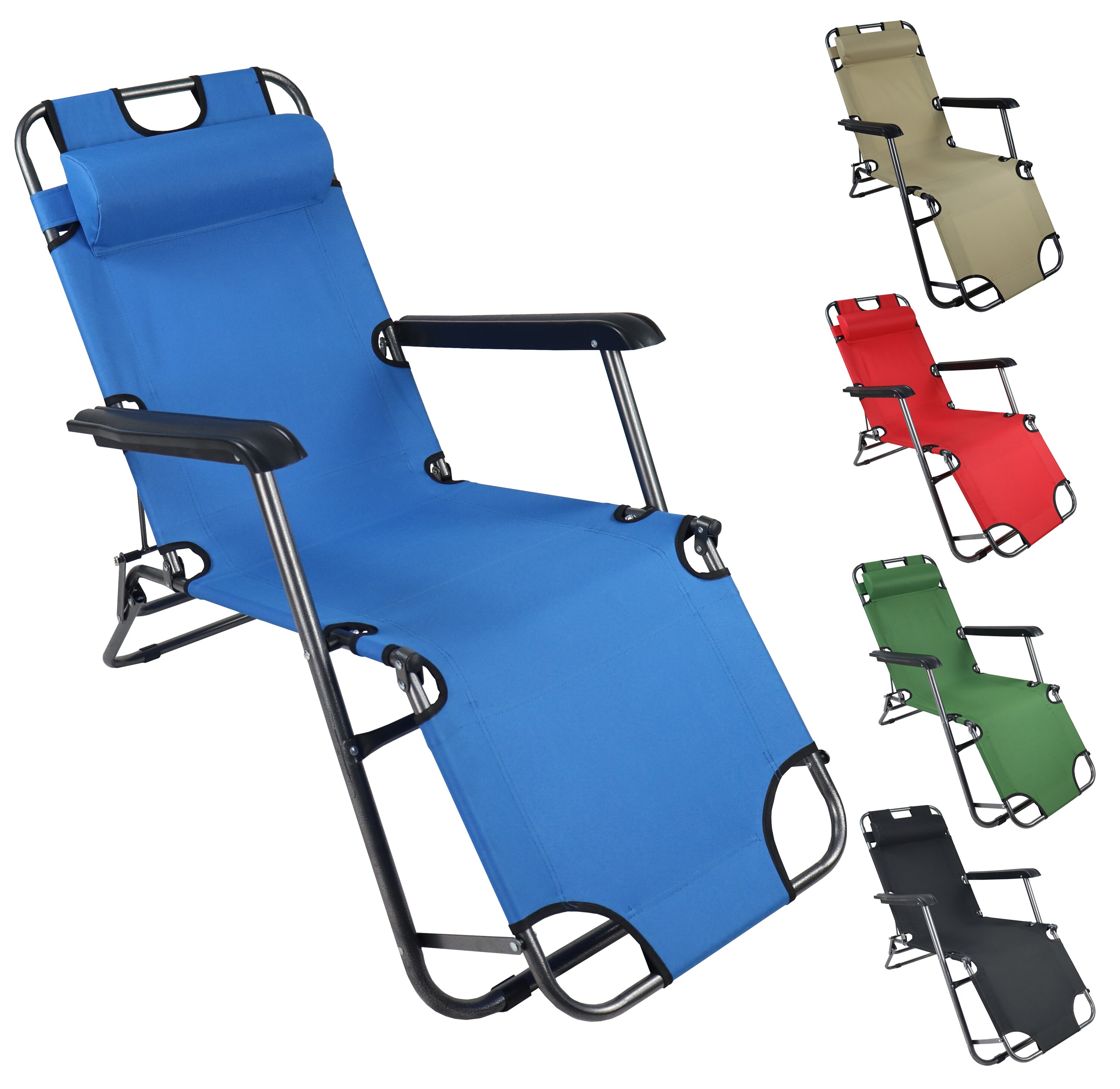 VCM Sonnenliege klappbar | Komfortabler Liegestuhl und Gartenliege | Leicht tragbare Strandliege für Camping, Garten und Strand | Maltosa