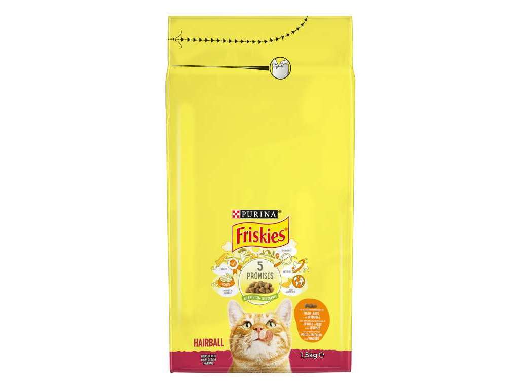 RAÇÃO PARA GATO FRISKIES BOLAS DE PÊLO COM FRANGO E VEGETAIS 1.5KG