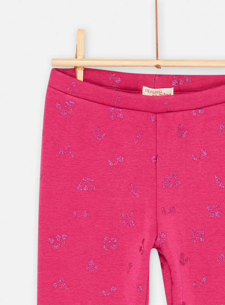 Legging rose pétunia à imprimé cerise pour fille