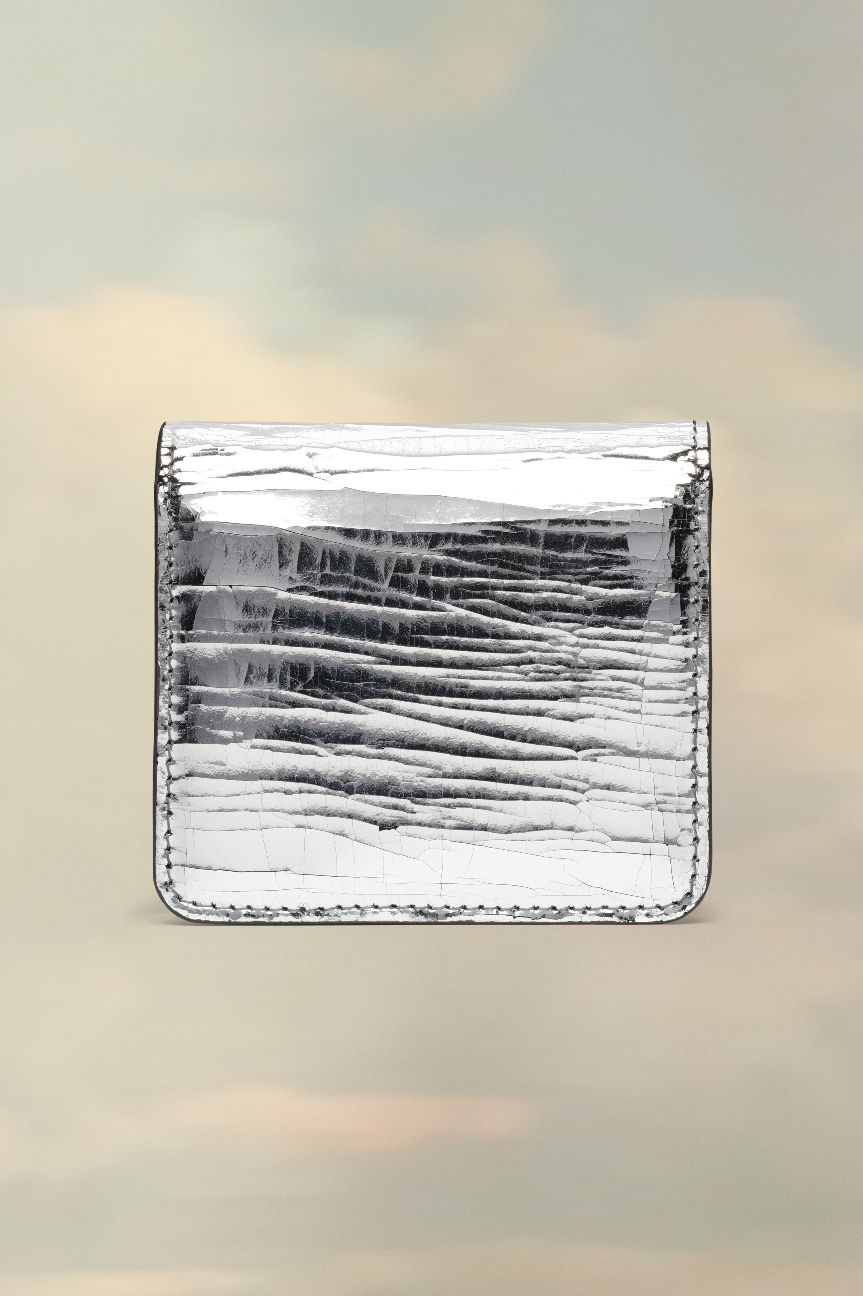 Portefeuille à chaîne en cuir argenté - Miroir