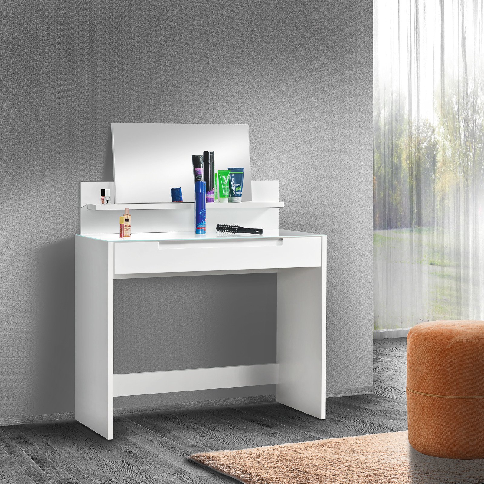 Kosmetiktisch Mailand Dekor weiss 97 x 126 x 42 cm