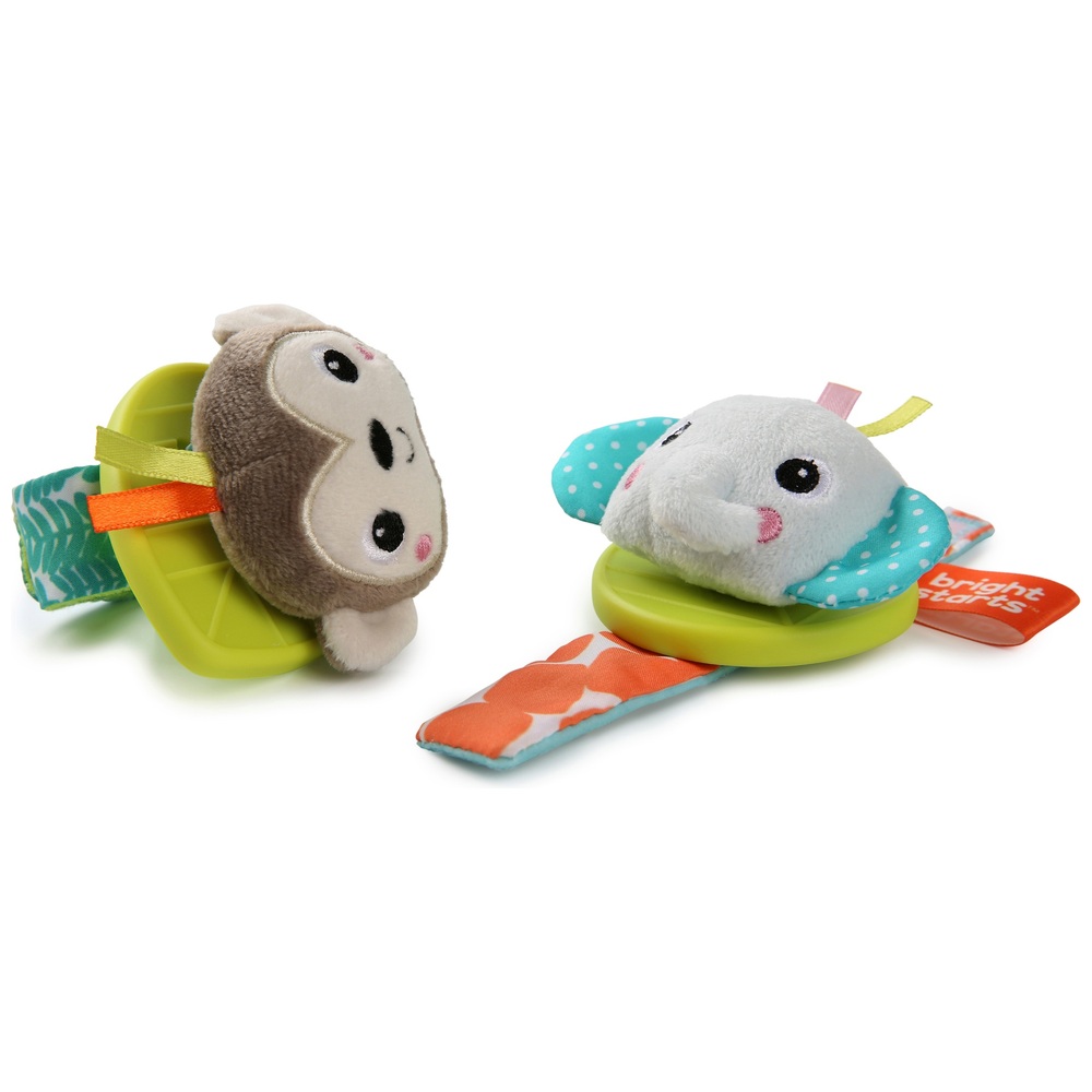Bright Starts Babyrassel & Beißring Handgelenk-Set, 2er-Pack