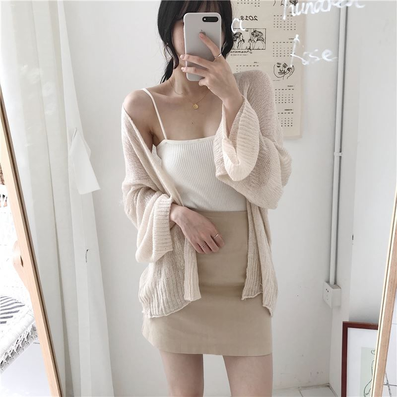 EROPIA - Open-front licht vest / geribbelde camisole top