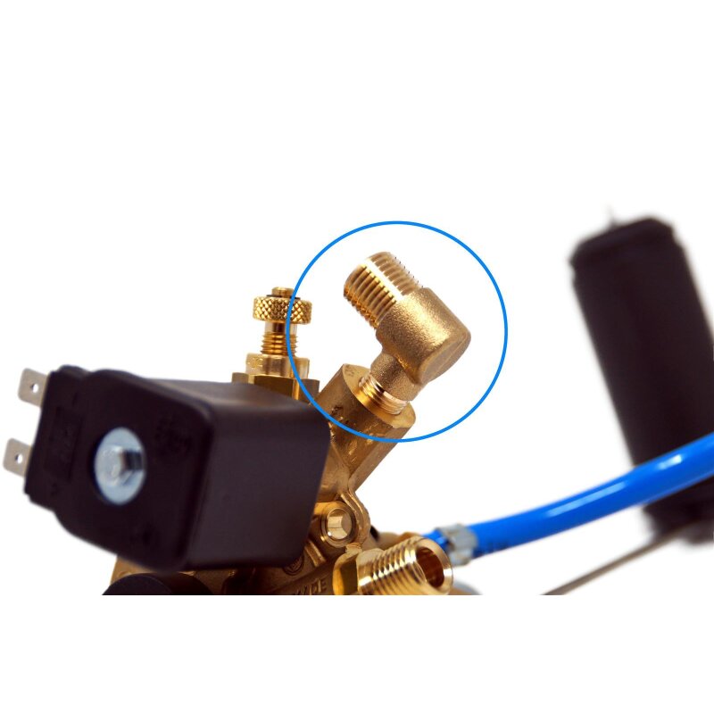 DREHMEISTER Winkelstück M10x1 / G1/4 Zoll (Entnahme Multiventil 6mm zu 8mm)