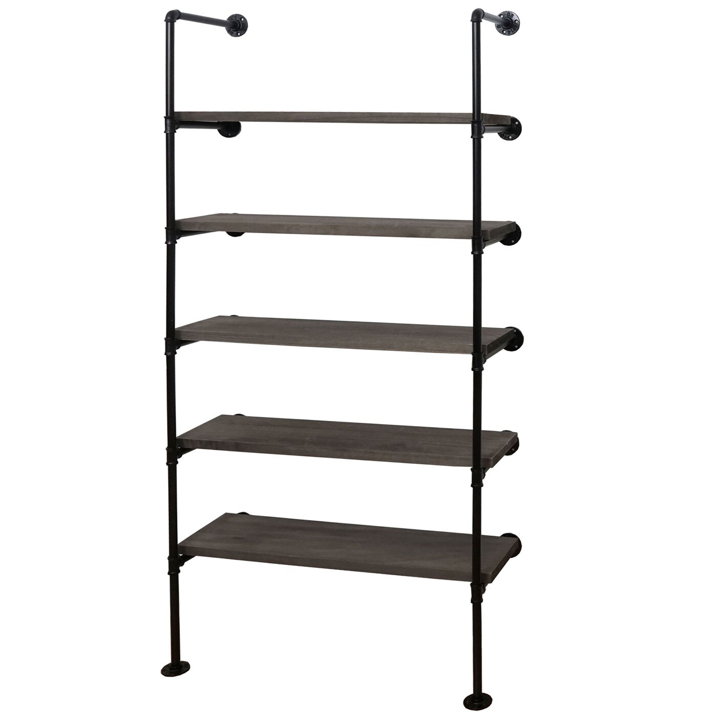 Standregal MCW-C45, Wohnregal Bücherregal Ablageregal, Industriedesign Holz Metall, 165x80x28cm ~ grau-braun