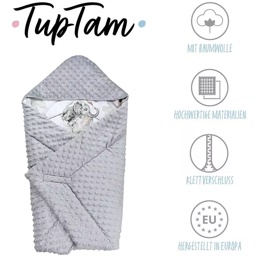 TupTam Baby Winter Einschlagdecke für Babyschale Wattiert weiß Modell 1