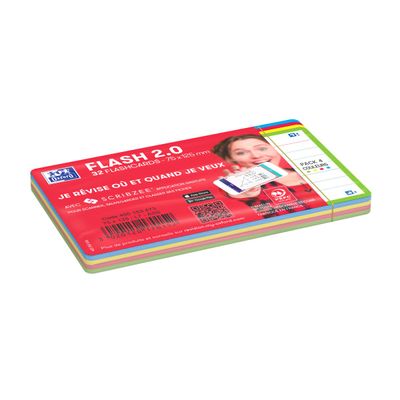 Oxford FLASH 2.0 Starter Pack - Pack de 32 cartes - A7 - ligné - couleurs assorties
