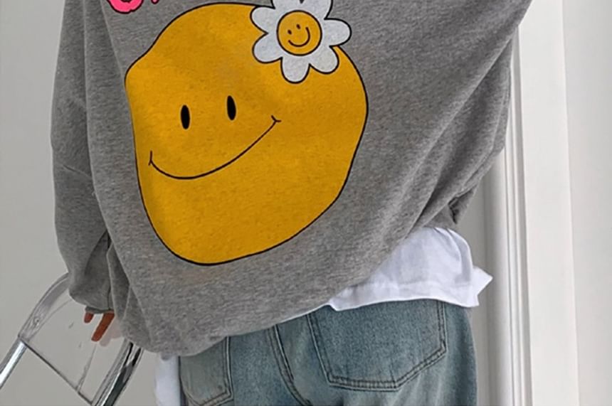 Chubby Girl - Losvallend jack met capuchon en rits en smileygezichtprint