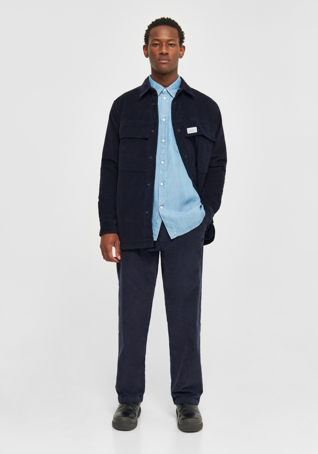 Knowledge Cotton Apparel Cord-Overshirt Night Sky