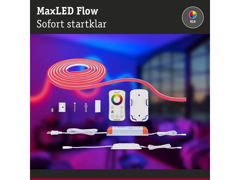 Paulmann LED-Stripe MaxLED Flow RGB, 5 m Basisset Licht-Streifen ohne sichtbare LED Punkte