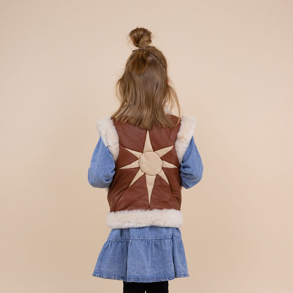 Kids waistcoat Zehra ster cognac