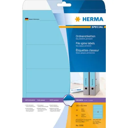 HERMA Ordneretiketten, blau, 192 x 61mm, 80 Stück