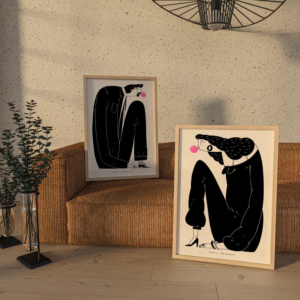 Poster & Frame  Bubblegum Kiss artwall plakater m. ramme, 2 stk. - 50x70 cm.
