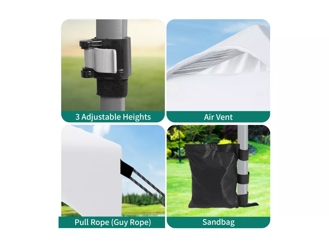 YITAHOME Tonnelle de Jardin - Anti UV - Pliable - avec Sac à Roulettes - 4 Sacs de Lestage pour Terrasse - 3 x 3 m - Blanc