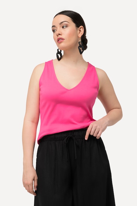 Top, Rippjersey, Slim, V-Ausschnitt, ärmellos