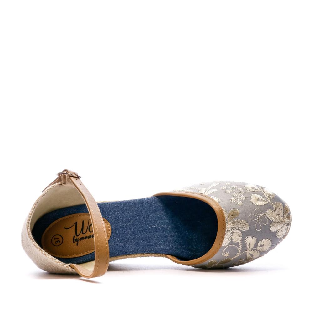 Beppi Sandales Compensées Bleu/Fleurs Femme Beppi