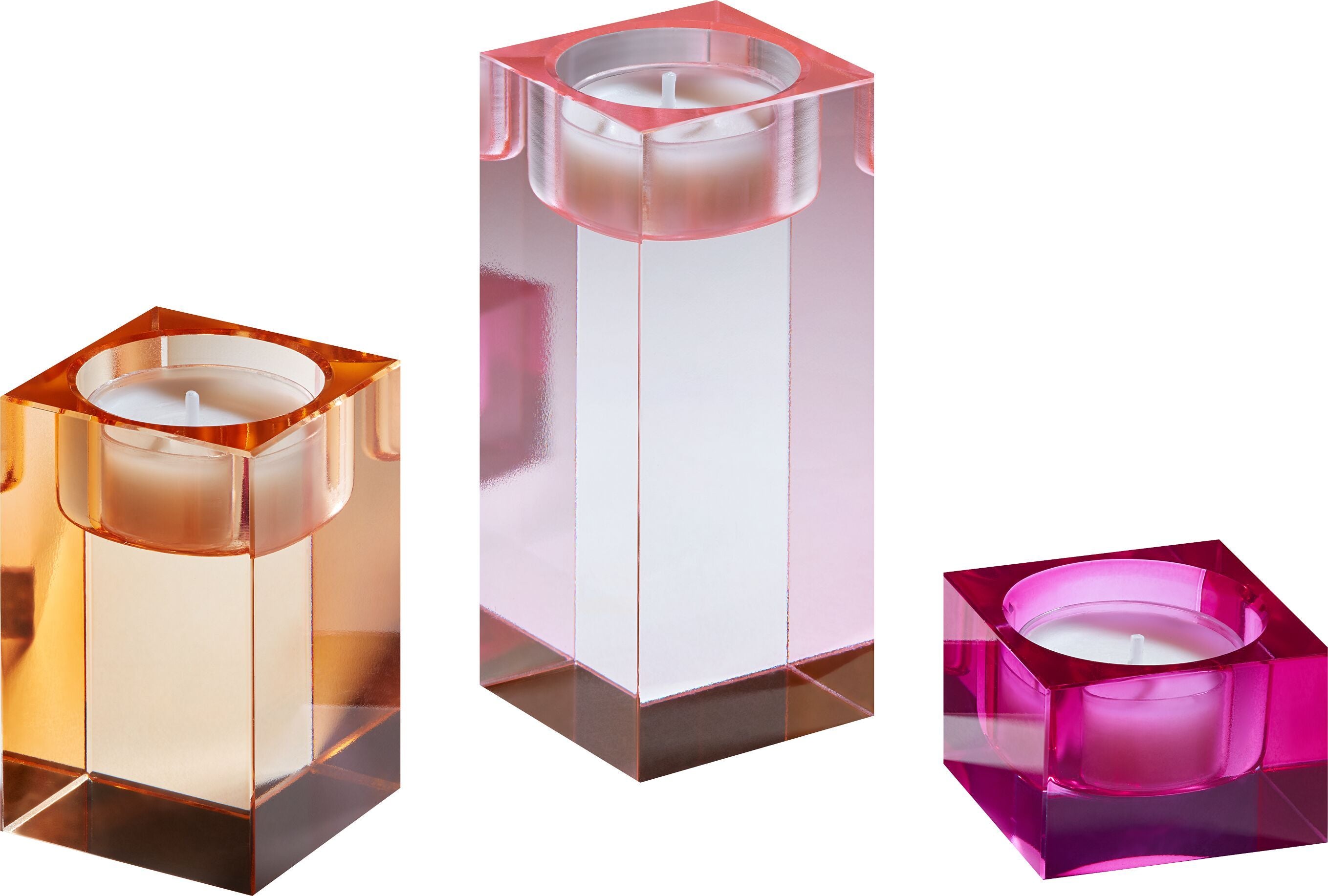 LAURA Teelichthalter - Pink / B: 5.0 cm x T: 5.0 cm x H: 3.2 cm