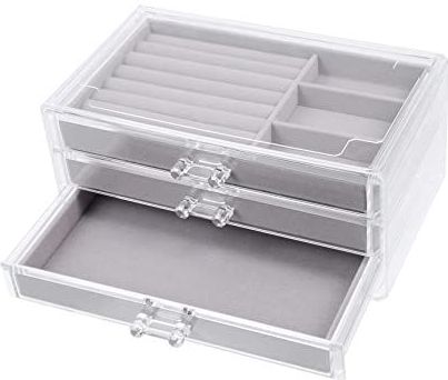 3-laags fluwelen sieraden organizer box acryl lade multifunctionele sieraden opberger for op het bureau for oorbellen, kettingen en ringen