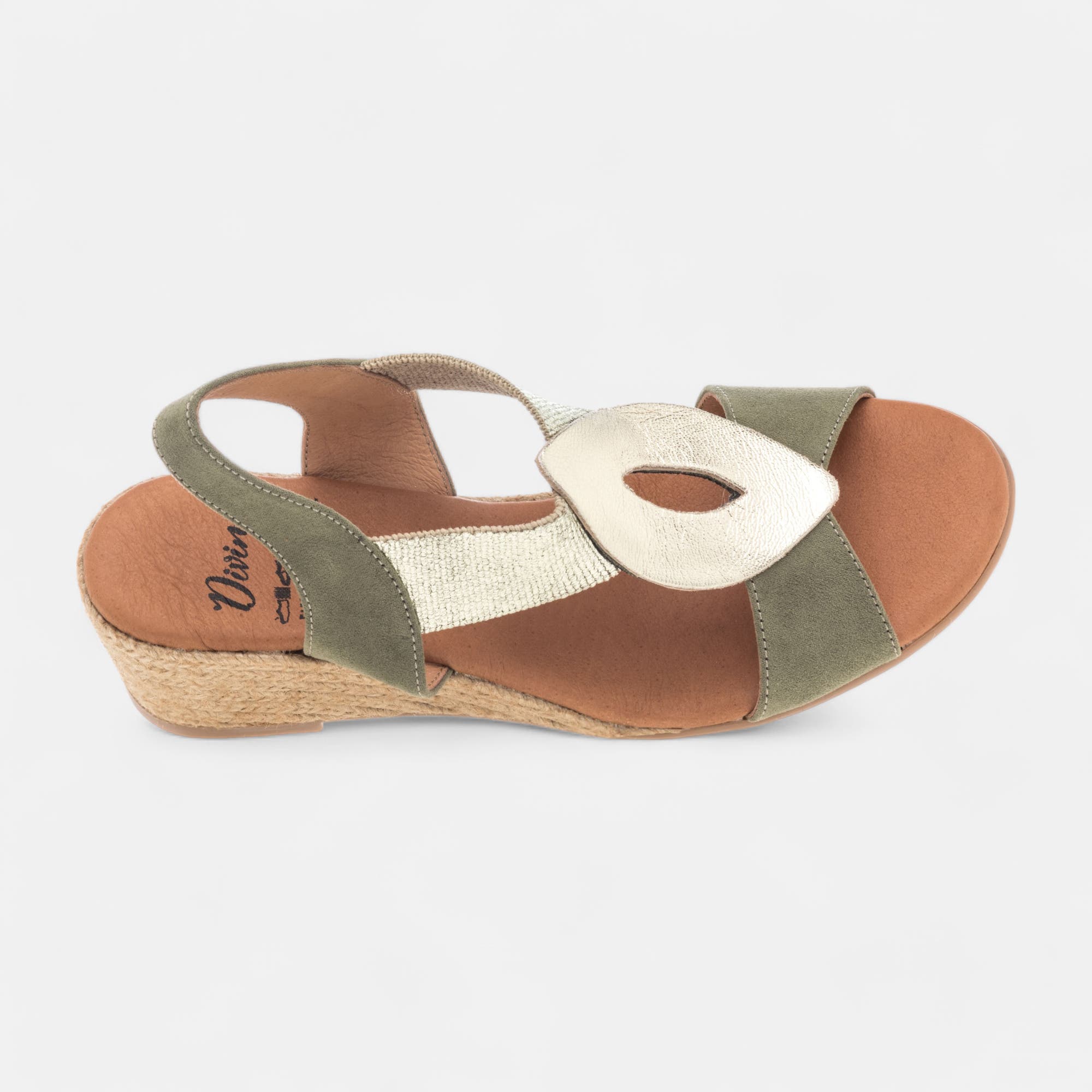 Espadrilles à talon compensé Femme kaki