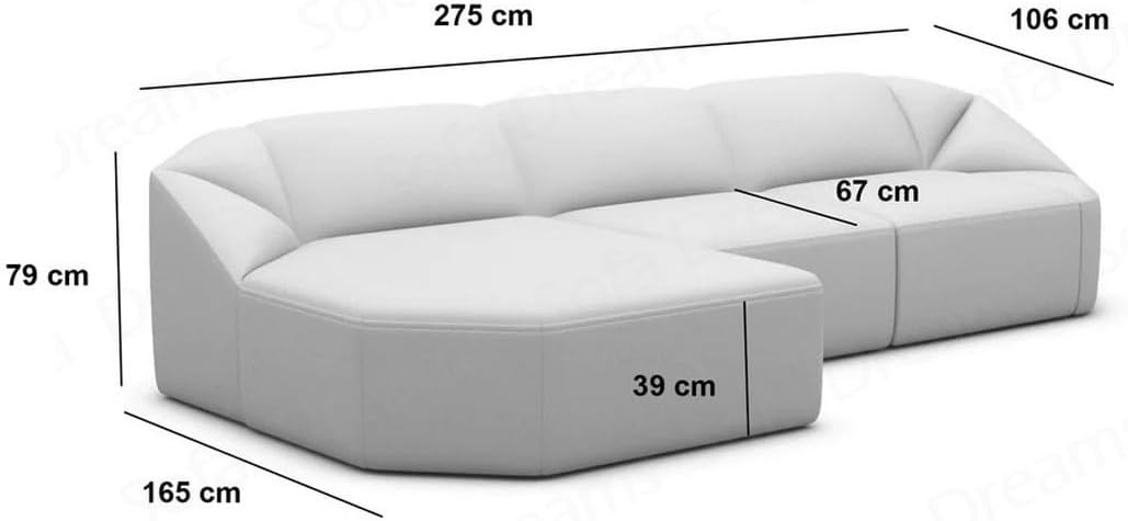 Ecksofa Cabrera L Form kurz Stoffsofa Sofa in Samt Designersofa Sun Velvet (Schwarz, Ottomane rechts)