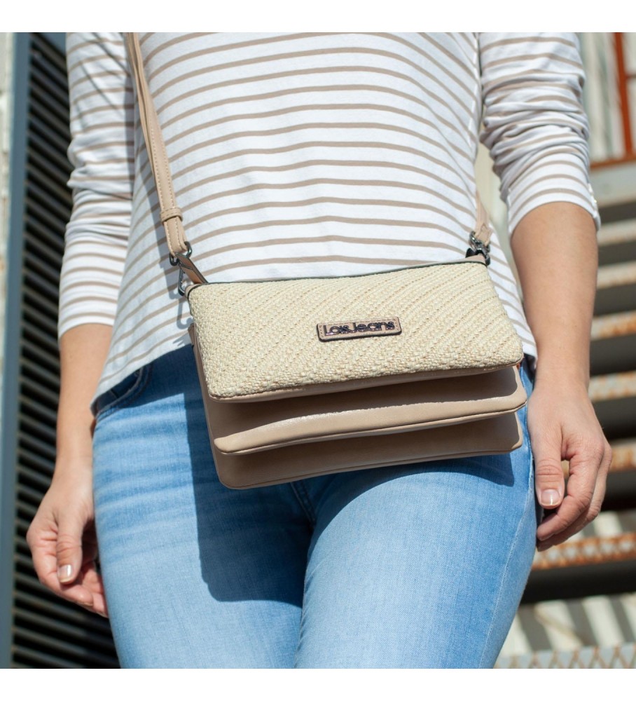 Bolsa de ombro Lois Bolso tripla casual 313315 bege -23x17x6cm-