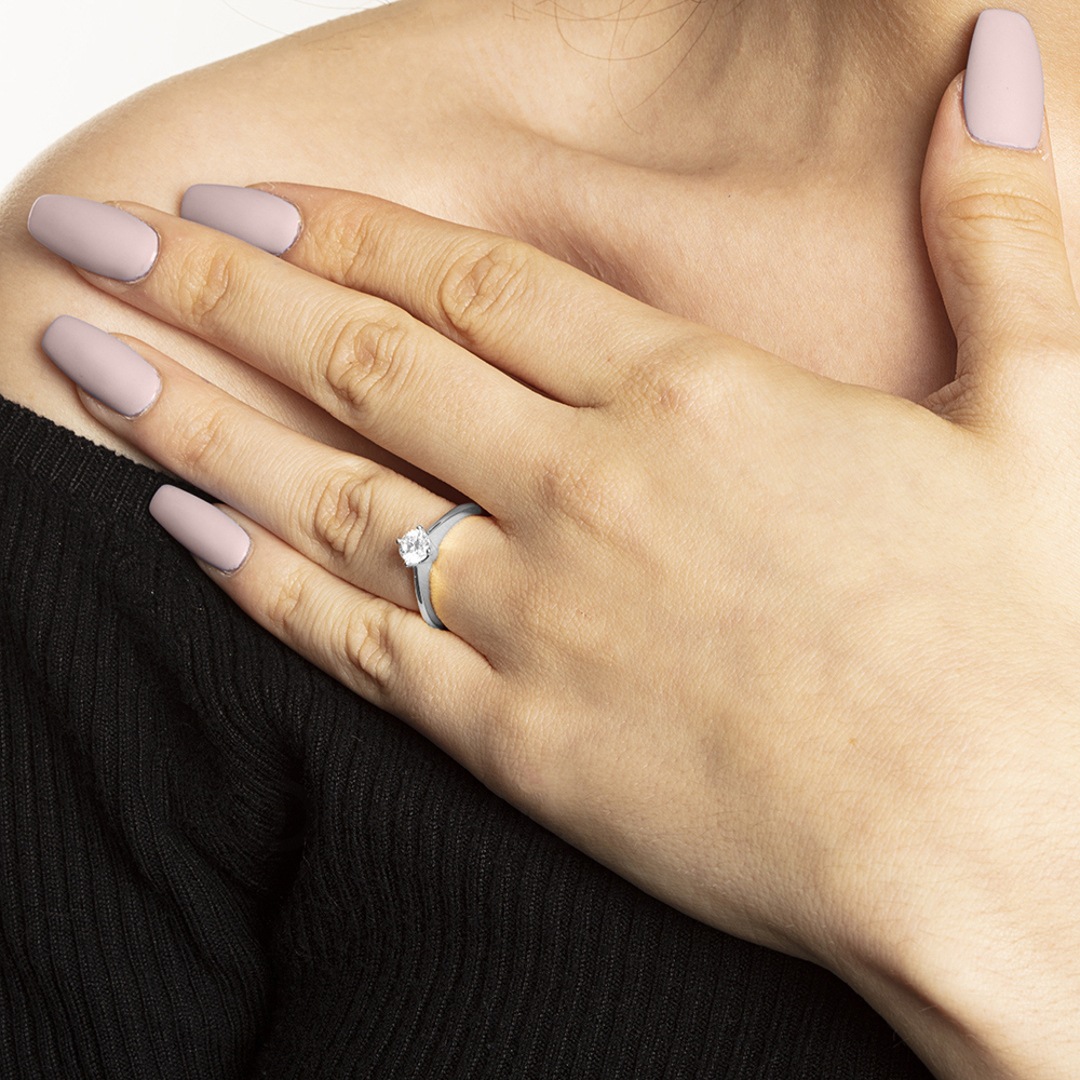 Verlobungsring 750/18 K Weissgold mit Diamant 0.51 ct H/si