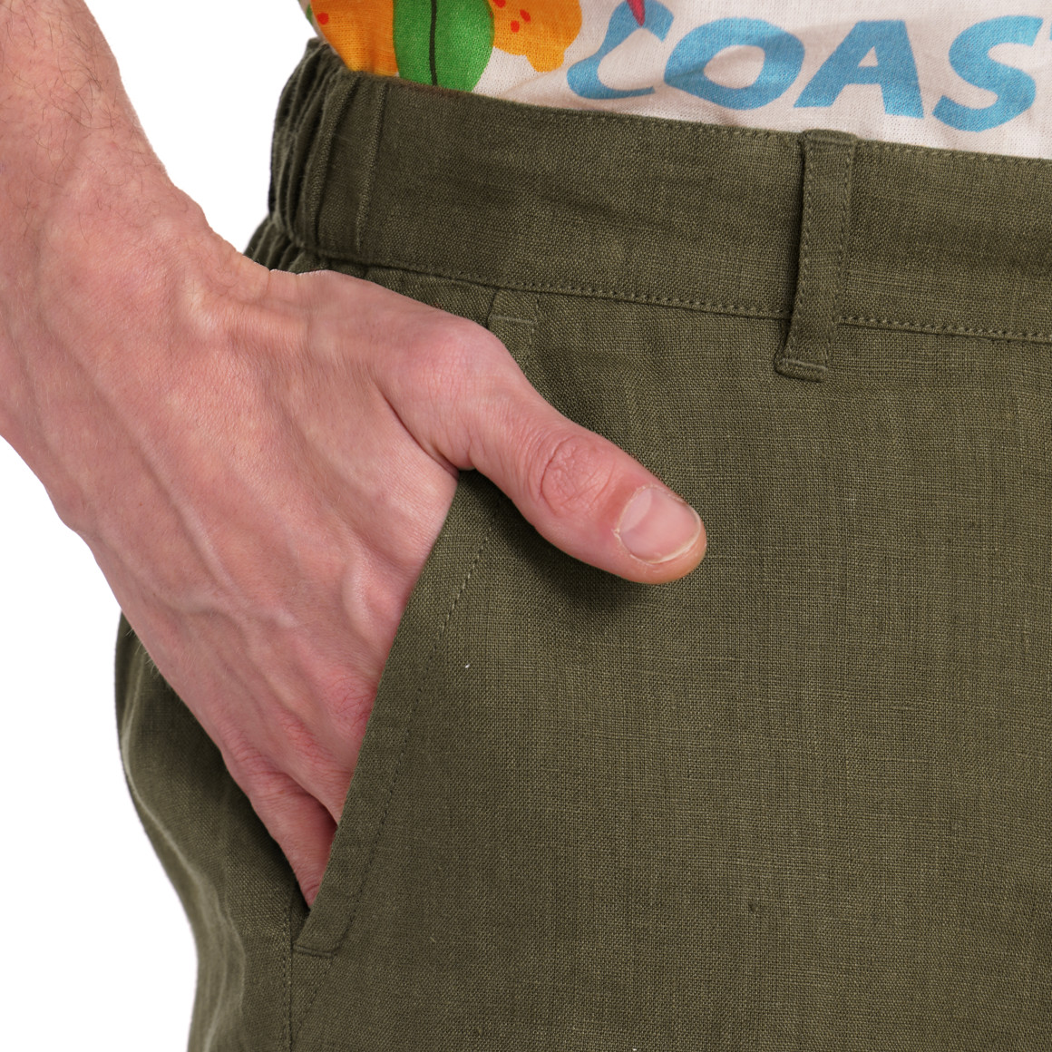 Jonas Nielsen Herren Leinen-Shorts in Unifarben oliv