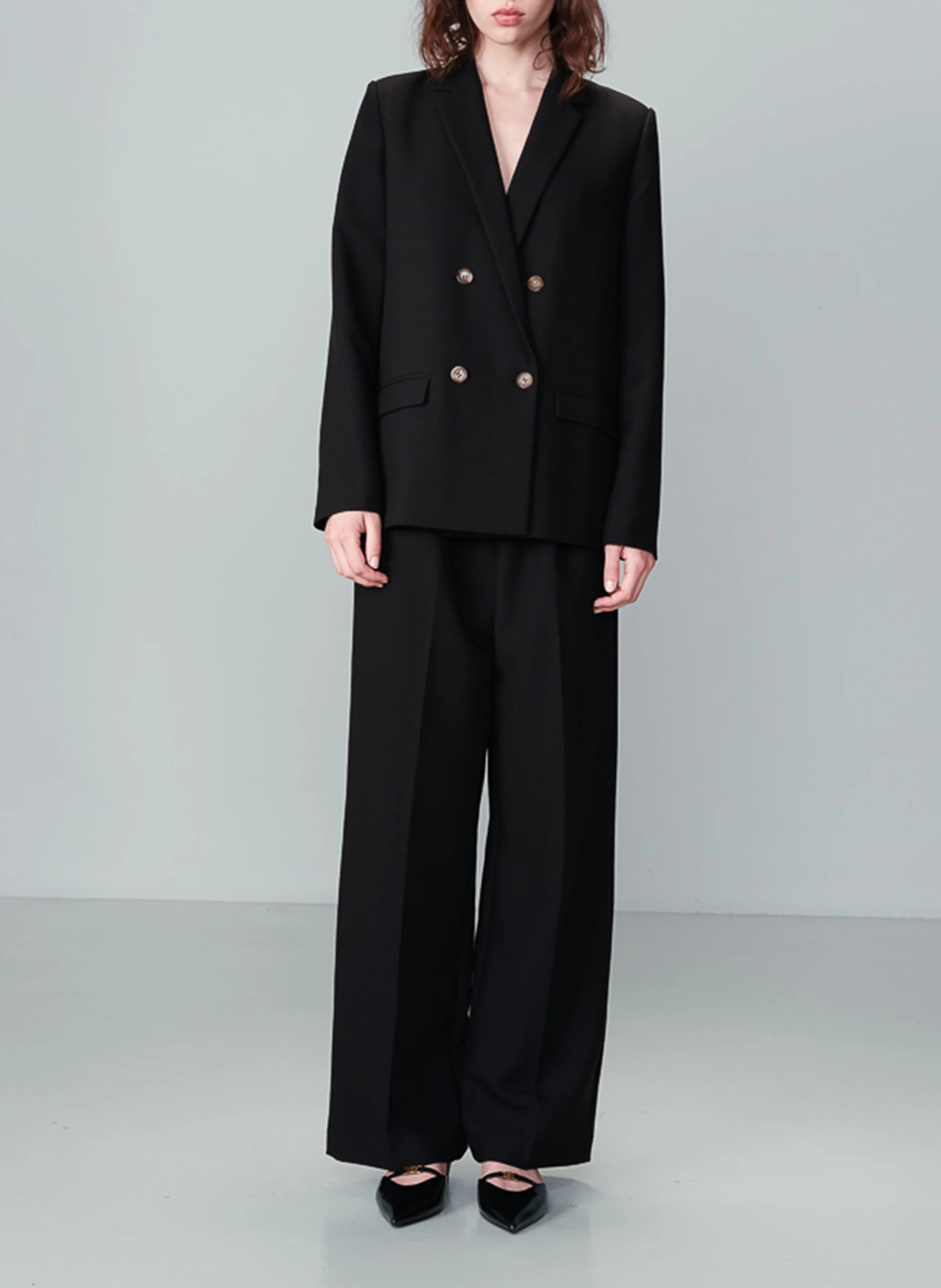 NOIX - Blazer droit à double boutonnage| Noir