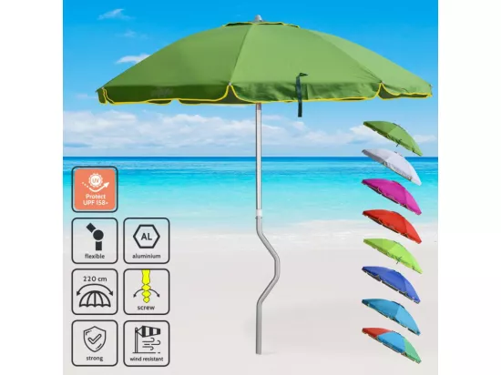 Parasol de plage 220 cm avec fixation à vis hélicoïdale Calma