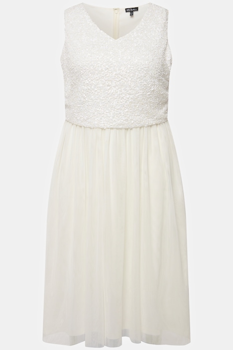 Midikleid, Pailletten, V-Ausschnitt, ärmellos